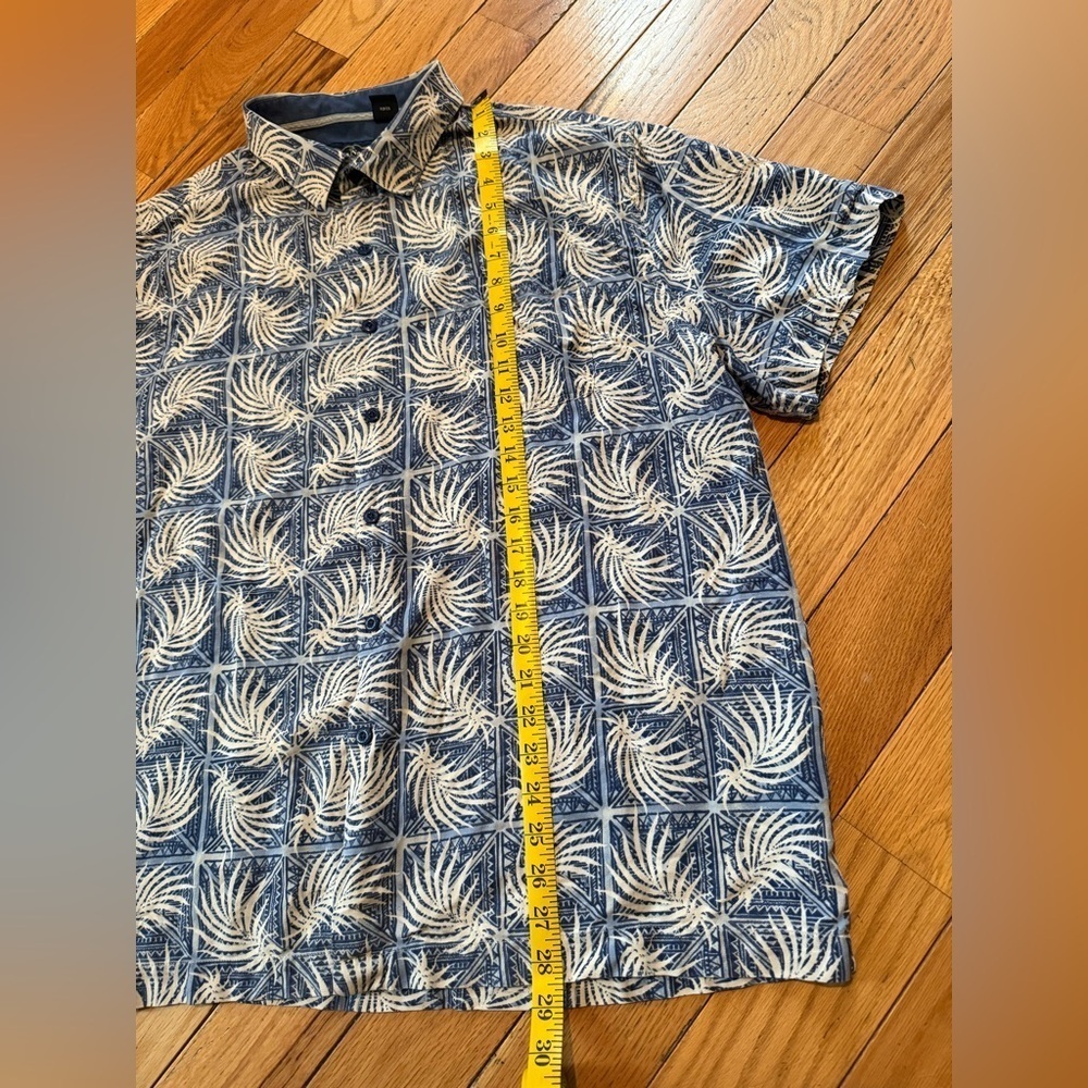 Nat Nast Luxury Originals Silk/Cotton Blend Palm Leaf Blue Hawaii Shirt Mens XXL - Picture 9 of 12